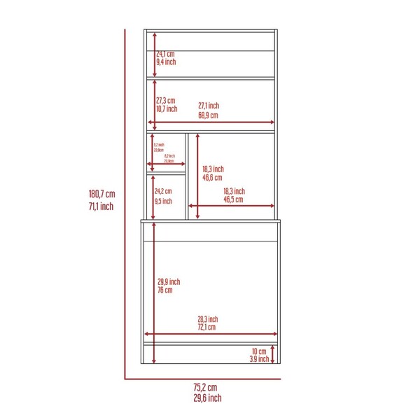 Tuhome 19.1 in. D X 71.1 in. H, 29.6 in. W X Laminate, Black - ELW5713