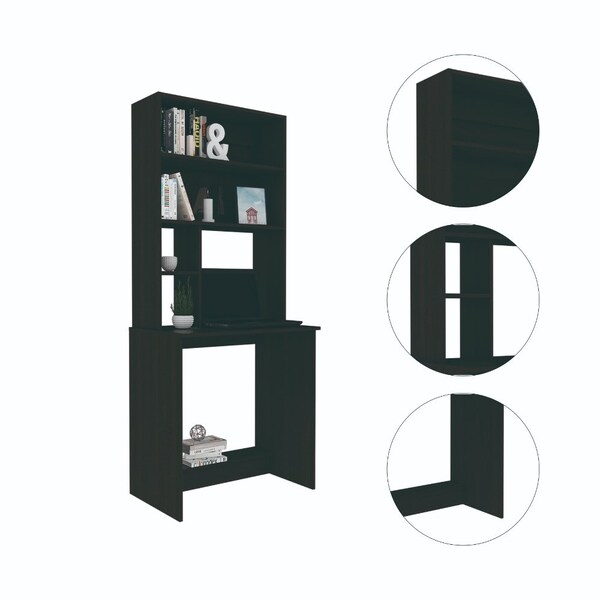 Tuhome 19.1 in. D X 71.1 in. H, 29.6 in. W X Laminate, Black - ELW5713