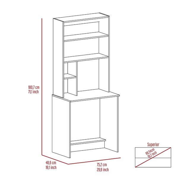 Tuhome 19.1 in. D X 71.1 in. H, 29.6 in. W X Laminate, Black - ELW5713