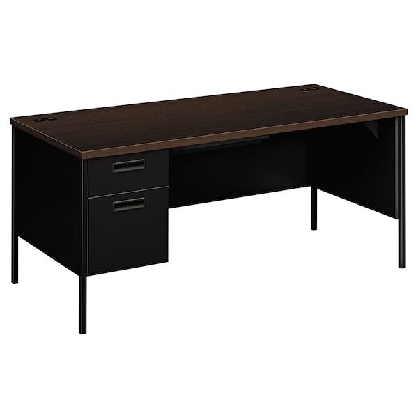 Hon Pedestal Desk Desk, M/C, L/P, 1Dw, 66W, Mca, 30" D X 29-1/2" H, 66" W X Laminate, Mocha - HONP3266LMOP