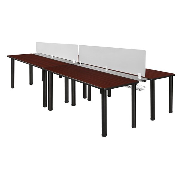 Kee Desking Desks > Benching > Kee Benching Systems, Black|Mahogany, Wood|Metal - MBSPD12024MHBPBK