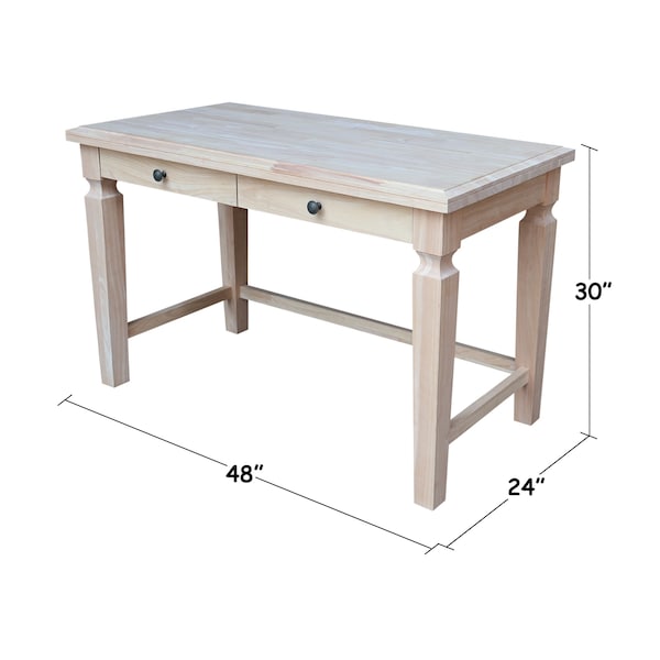 International Concepts Desk, 24 in D X 48 in W X Parawood, Unfinished - KOF-72-C47-1