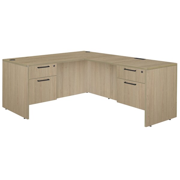 Regency Legacy 66 x 77 in. L Desk with Double Pedestal Drawer Unit- Noble Oak - LLD663047NO