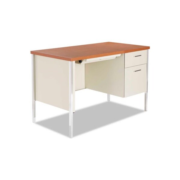 Alera Alera Steel Desk - Single Right Pedestal - 45 1/4"W x 24"D x 29-1/2"H - Cherry/Putty - ALESD214824PO