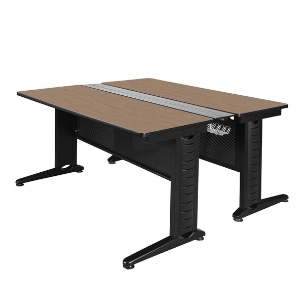 Regency Fusion 2 Person Bench Workstation, 66 in W X Wood, Metal, Noble Oak - MFB6658NO