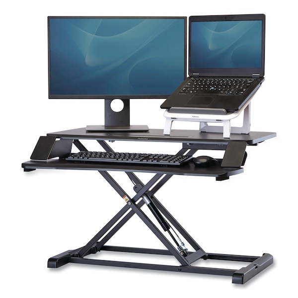 Fellowes Desks, 24-1/4 in D X 16" H, 31.5" W X Black - 8091001