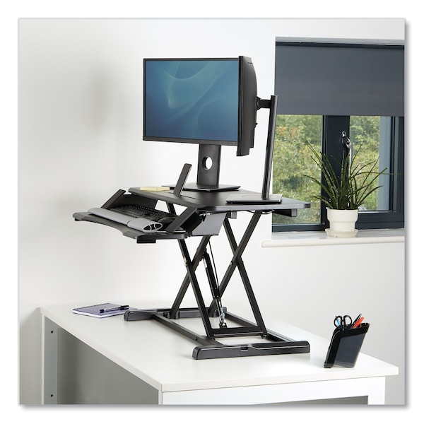 Fellowes Desks, 24-1/4 in D X 16" H, 31.5" W X Black - 8091001