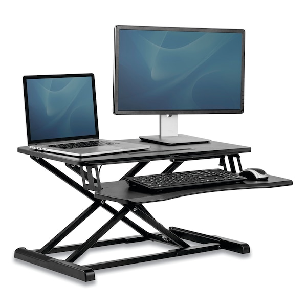 Fellowes Desks, 24-1/4 in D X 16" H, 31.5" W X Black - 8091001