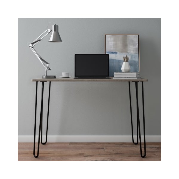 Hastings Home Desk with Hairpin Legs, Modern Industrial Style Decor, Woodgrain-Look, Steel Accent Furniture for Home - 548237ACJ