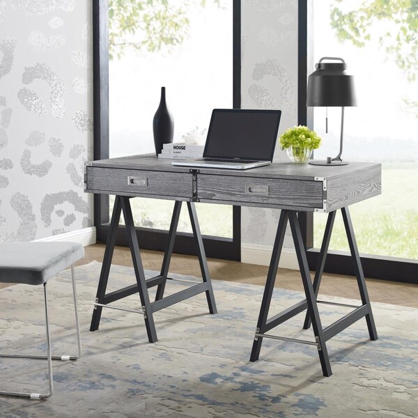 Inspired Home 47.2 x 23.5 x 30 in. Alleyne Writing Desk, Grey - DK199-09GR-UE