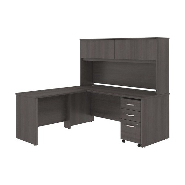 Bush Business Furniture Desk, w/42inReturn/Hutch/BBF Ped, 72inx72inx66in, Storm Gray - BSHSTC006SGSU