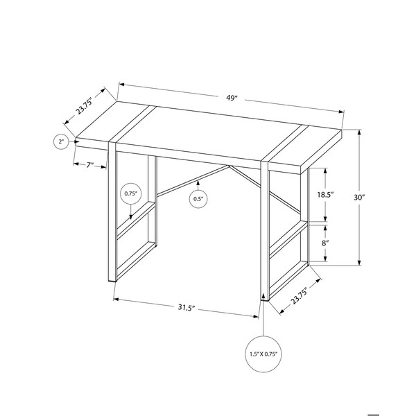 Homeroots 30 in. Particle Board & Black Metal Computer Desk - 333473