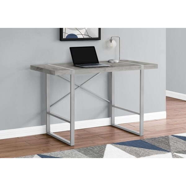 Daphnes Dinnette 48 in. Metal Computer Desk Grey Concrete-Look - Silver - DA3072168