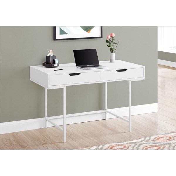Daphnes Dinnette 48 in. Computer Desk White & White Metal - DA3061501