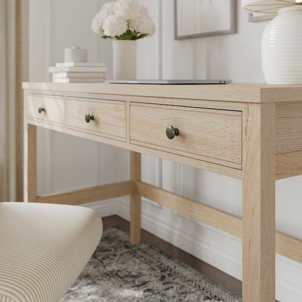 Martha Stewart 21.75 in H, 47.25 in W X Engineered Wood, Steel, Light Natural Frame/Antique Bronze Hardware - NAN-PS-23504-LNT-BZ-MS