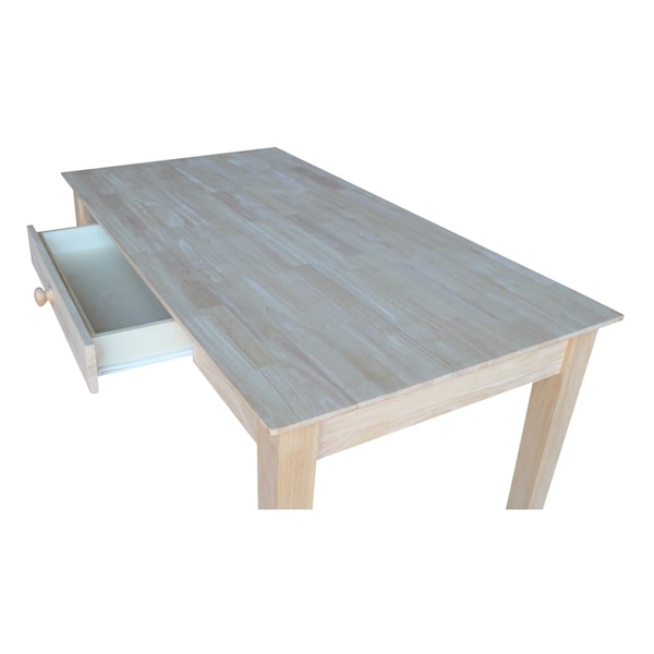 International Concepts Writing Desk with Drawer 26 in D X 30 in H, 48 in W X Wood, Unfinished - OF-41