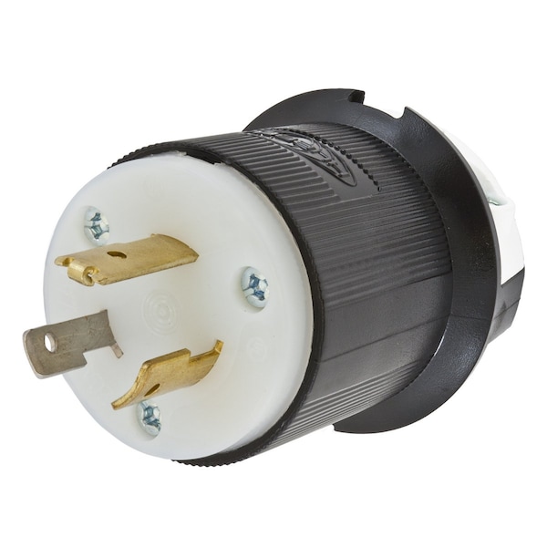 Hubbell Wiring Device-Kellems Locking Devices, Twist-Lock®, Industrial, Male Plug, 20A 347V AC, 2-Pole 3-Wire Grounding, L24-20P, Screw Terminal, Black and White - HBL3721