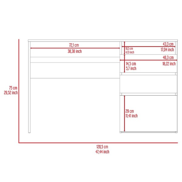 Tuhome 17.1 in. D X 29.5 in. H, 47.4 in. W X Laminate, Light Gray - ELZ5693