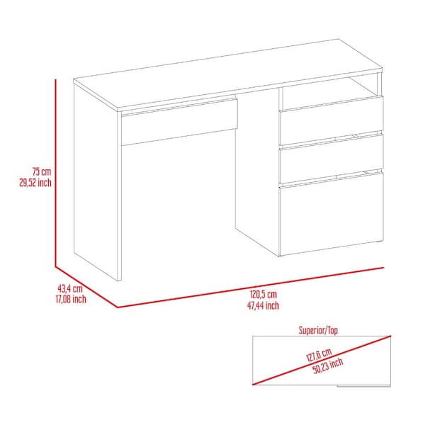 Tuhome 17.1 in. D X 29.5 in. H, 47.4 in. W X Laminate, Light Gray - ELZ5693