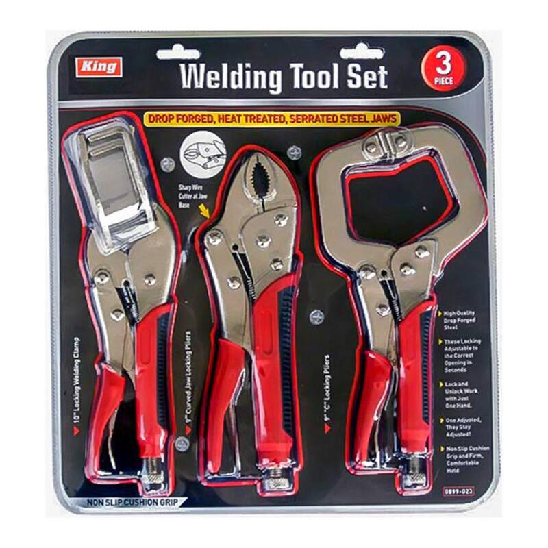 KING Welding Tool Set, Welding Clamp, C-Locking Pliers and Curved Jaw Locking Pliers (3-Piece Set) - 0899-0
