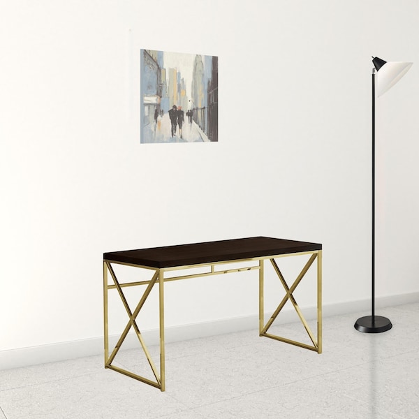 Homeroots 29.75 in. Particle Board & Gold Metal Computer Desk - 333406