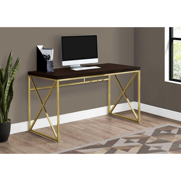 Homeroots 29.75 in. Particle Board & Gold Metal Computer Desk - 333406