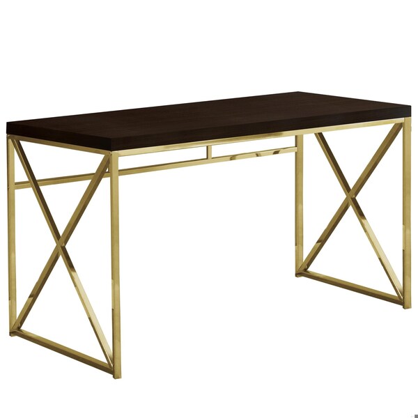 Homeroots 29.75 in. Particle Board & Gold Metal Computer Desk - 333406