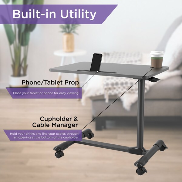 Promounts Desk, 17.3 in D X 31.1 in H, 25.6 in W X Wood, Black - PDAM002-B