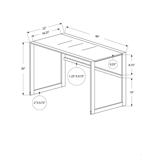 Homeroots 30 in. Silver Metal & White Tempered Glass Computer Desk - 333497