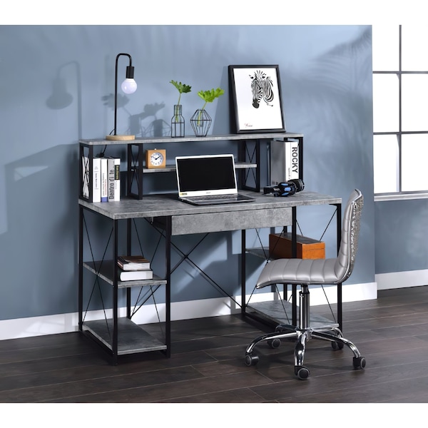 Acme 41 in H, 24 in W X Metal, Veneer, Composite Wood, Faux Concrete and Black Finish - ER-005GY