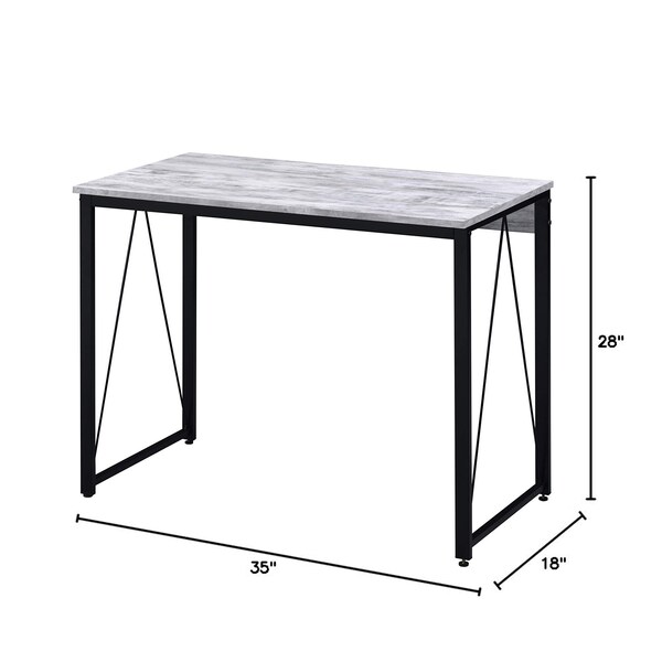 Acme Wooden Rectangle Top Writing Desk in Antique White and Black - ER-015AWB
