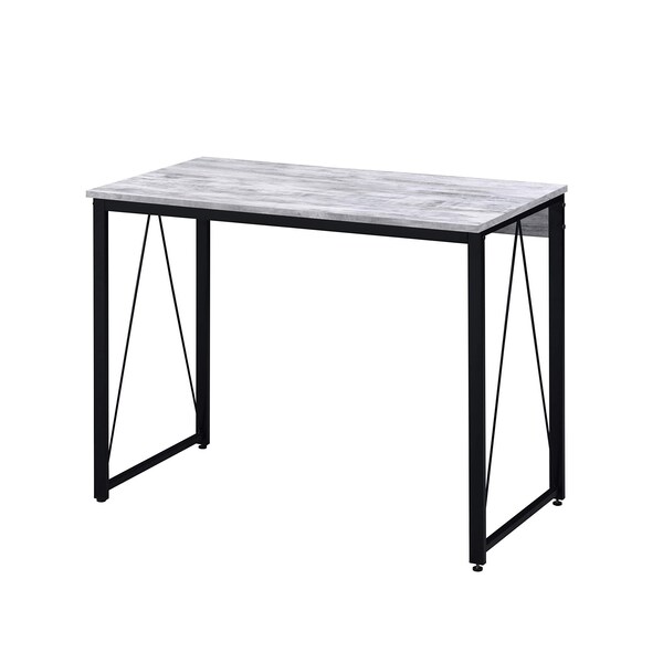 Acme Wooden Rectangle Top Writing Desk in Antique White and Black - ER-015AWB