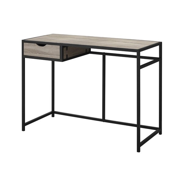 Homeroots 30 in. Dark Taupe MDF & Black Metal Computer Desk - 333417