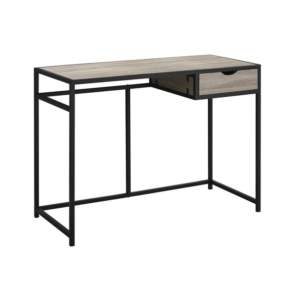Homeroots 30 in. Dark Taupe MDF & Black Metal Computer Desk - 333417