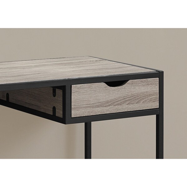 Homeroots 30 in. Dark Taupe MDF & Black Metal Computer Desk - 333417