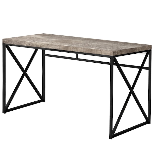 Homeroots 29.75 in. Taupe Particle Board & Black Metal Computer Desk - 333549