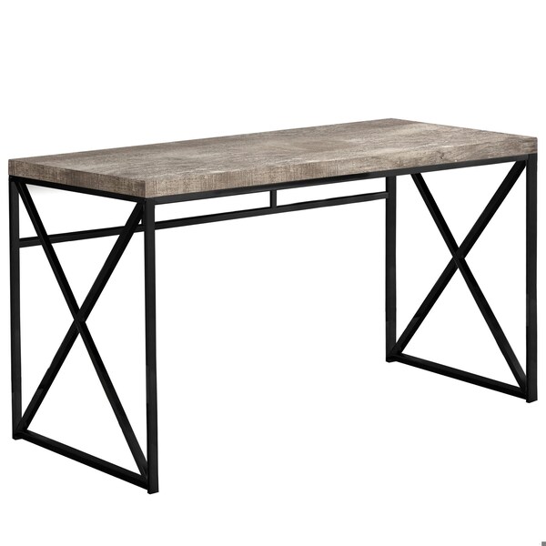 Homeroots 29.75 in. Taupe Particle Board & Black Metal Computer Desk - 333549
