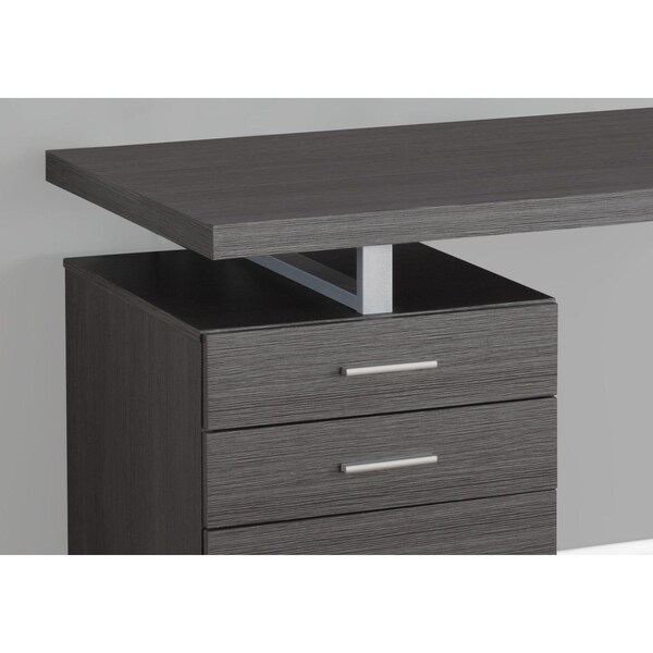 Homeroots 30 in. Grey Particle Board & Silver Metal Computer Desk - 333524