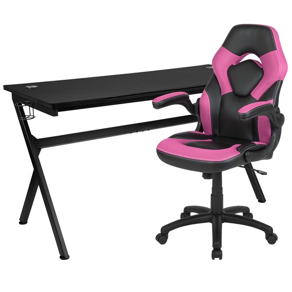 Flash Furniture Black Gaming Desk and Chair Set with Cup Holder - BLN-X10D1904L-PK-GG