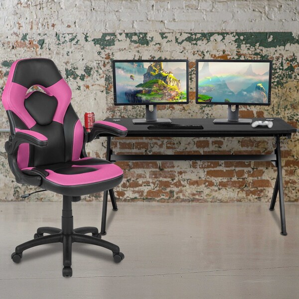 Flash Furniture Black Gaming Desk and Chair Set with Cup Holder - BLN-X10D1904L-PK-GG