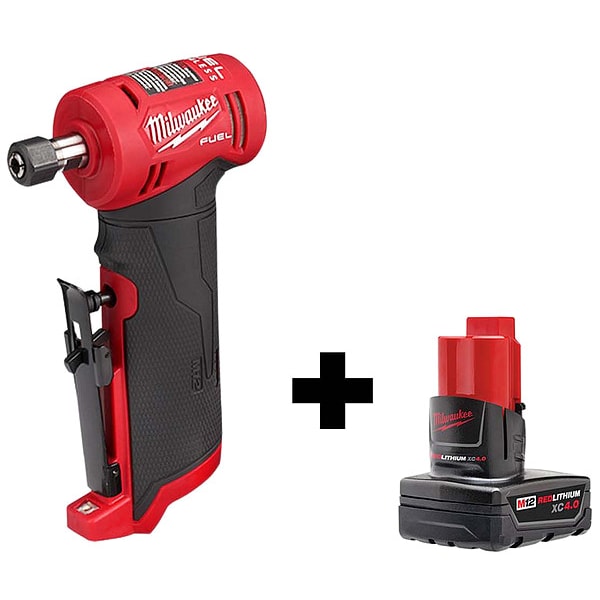 Milwaukee Tool Cordless Die Grinder, Voltage 12V DC, Includes Battery - 2485-20, 48-11-2440