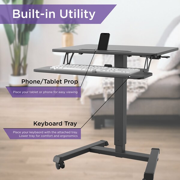 Promounts Desk, 25.4 in D X 29.5 in H, 25.6 in W X Wood, Black - PDAM001T