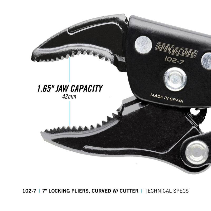 Channellock 7 in. Locking Pliers, Curved Jaw - 102-7