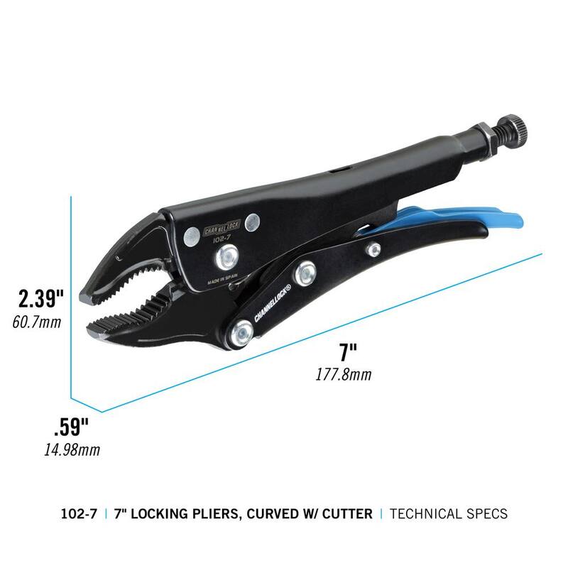 Channellock 7 in. Locking Pliers, Curved Jaw - 102-7