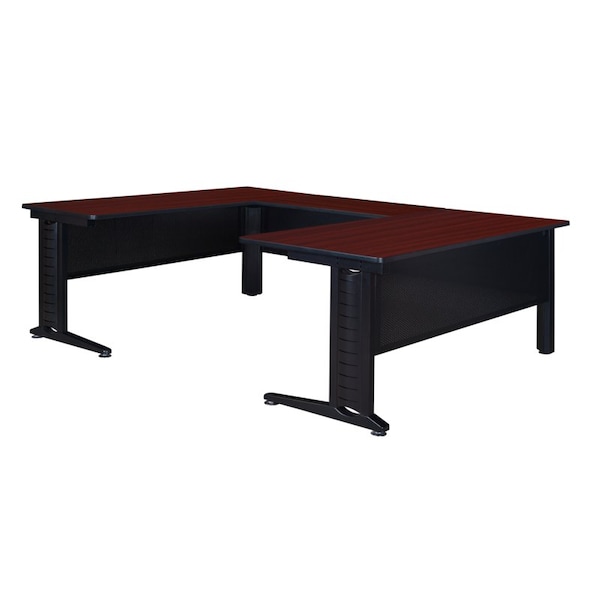 Regency Desk Shell Desks > U-Desks > Fusion U-Desk Shells, 102 D X 29 H, 66 W X Wood|Metal, Mahogany - MUDS663048MH