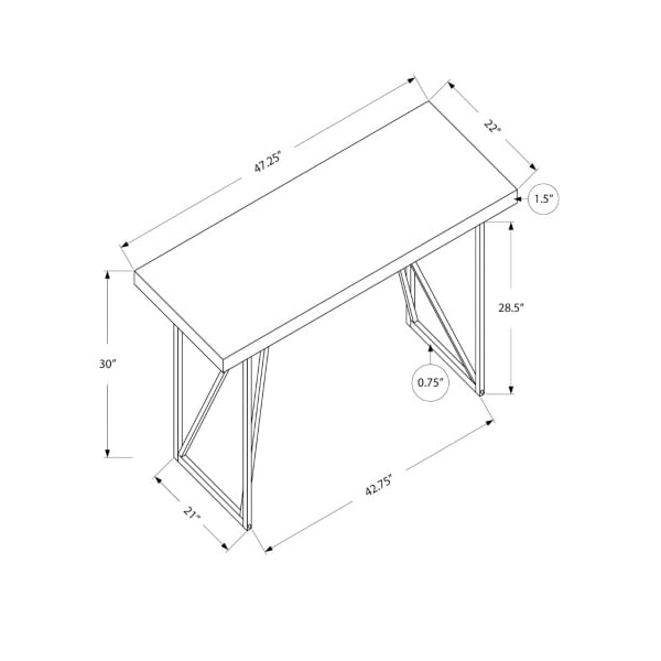 Monarch Specialties Computer Desk, Home Office, Laptop, 48"L, Work, Metal, Laminate, White, Grey, Contemporary, Modern - I 7376