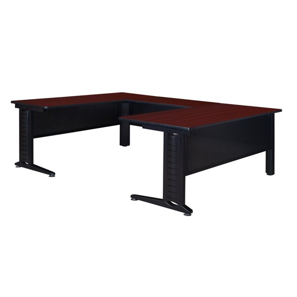 Regency Desk Shell Desks > U-Desks > Fusion U-Desk Shells, 102 D X 29 H, 72 W X Wood|Metal, Mahogany - MUDS723048MH