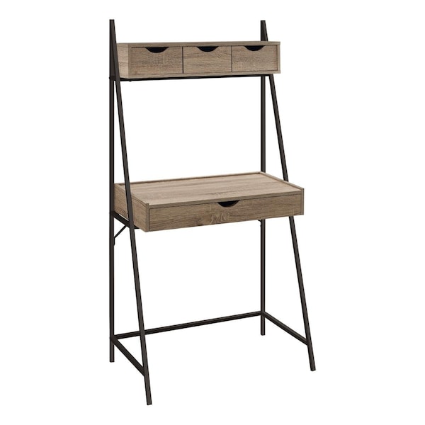 Daphnes Dinnette 32 x 19 x 61.25 in. Computer Desk - Dark Taupe - Black Metal - DA2618242
