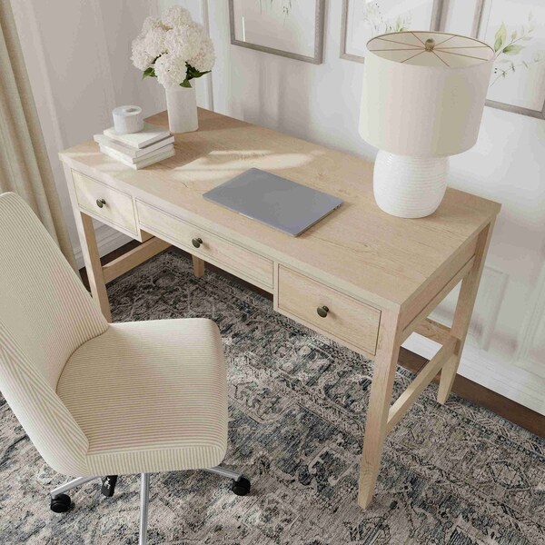 Martha Stewart 21.75 in H, 47.25 in W X Engineered Wood, Steel, Light Natural Frame/Antique Bronze Hardware - NAN-PS-23512-LNT-BZ-MS