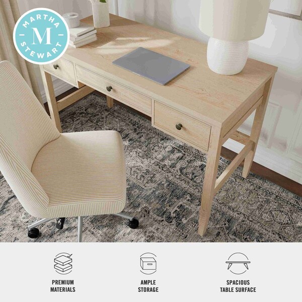 Martha Stewart 21.75 in H, 47.25 in W X Engineered Wood, Steel, Light Natural Frame/Antique Bronze Hardware - NAN-PS-23512-LNT-BZ-MS